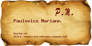 Paulovics Mariann névjegykártya
